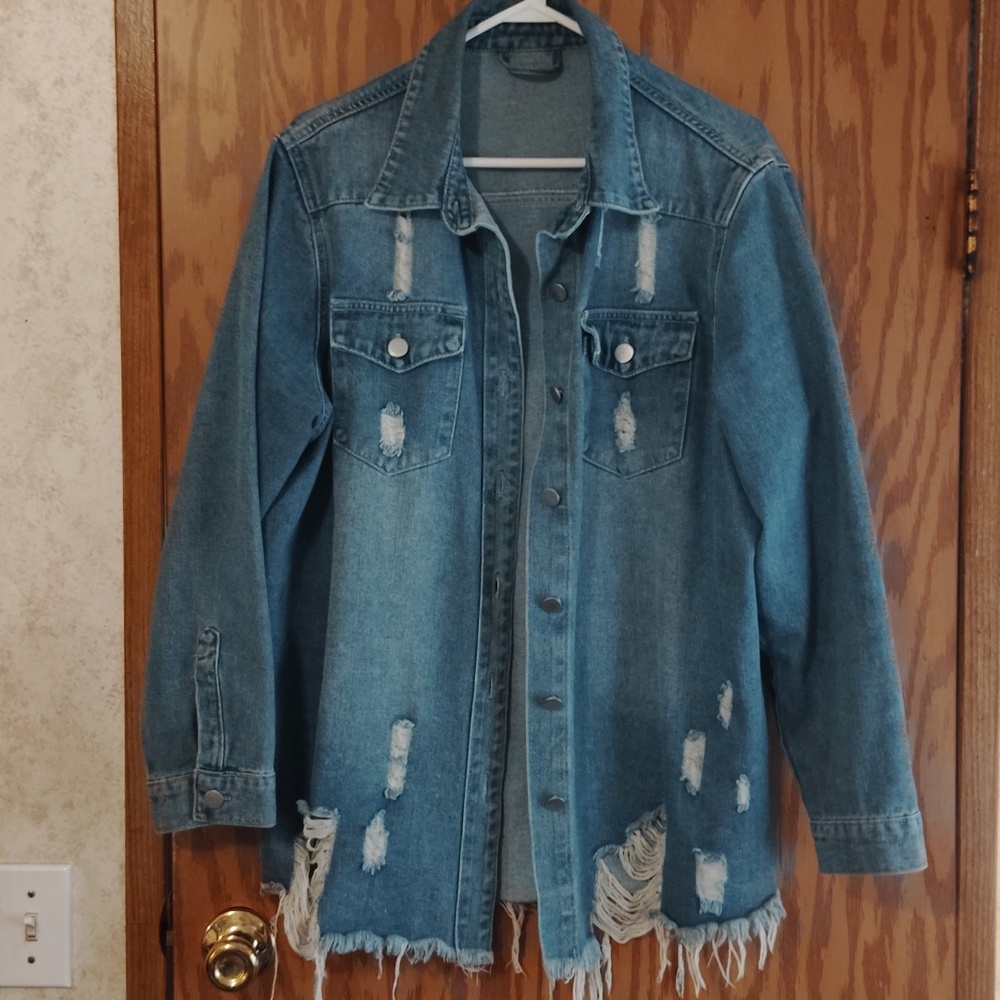 Distressed Medium Blue Denim Jacket